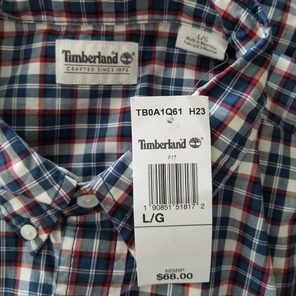 Timberland Shirt Men's Large Red White Blue